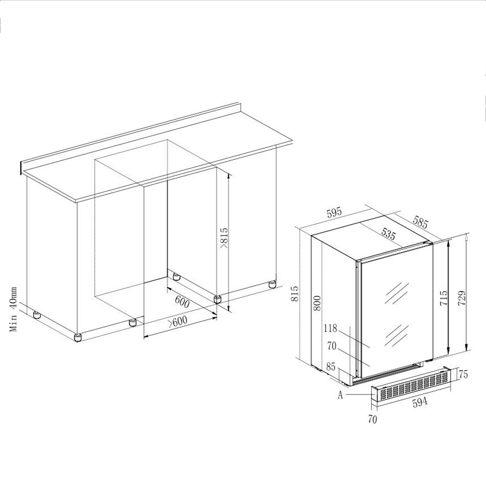 9173348 Винный шкаф Temptech OX60DRB-24 черный STDN-0129403 - Вид №6