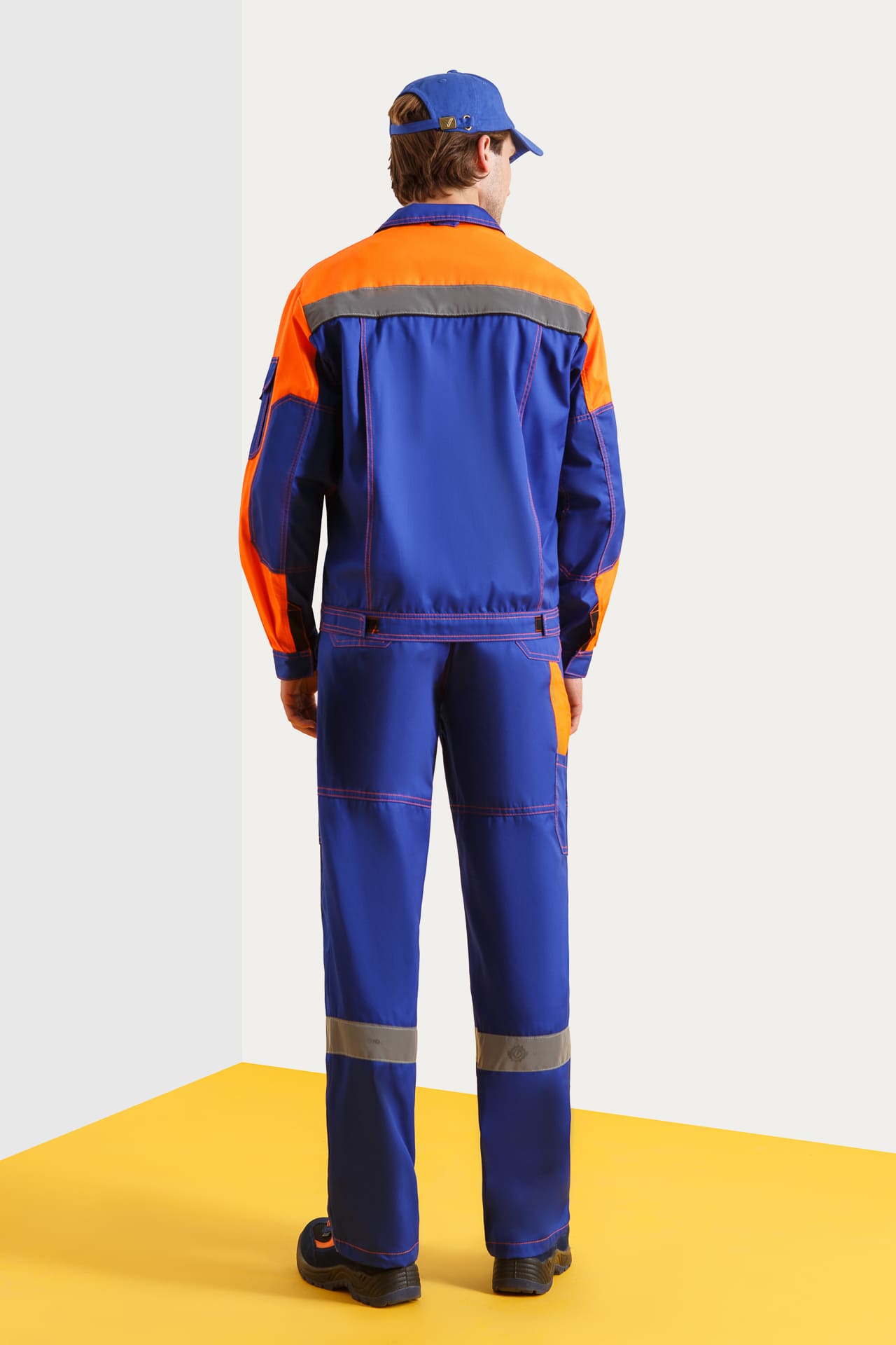 61857 Костюм "Профессионал-2" с СВП василек-оранжевый-черный  Летняя спецодежда  размер 56-58/170-176  - Вид №8