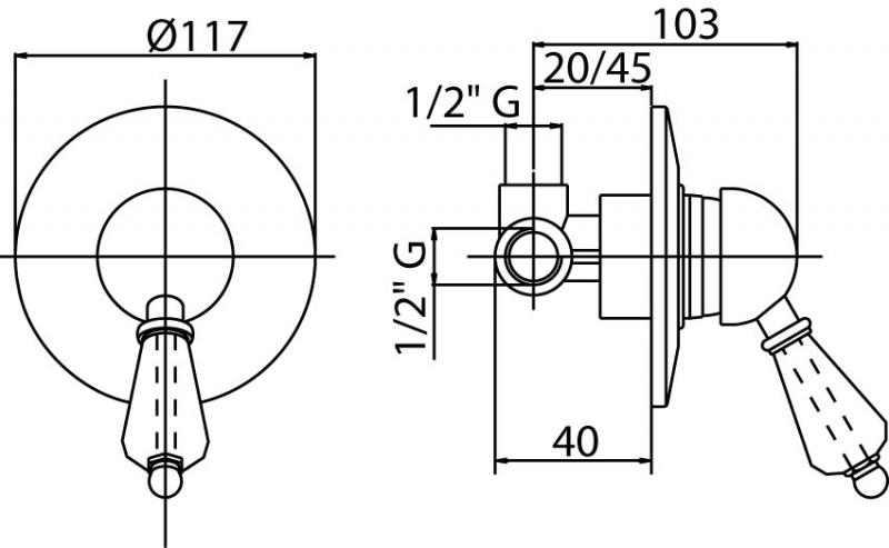 Встраиваемый смеситель CEZARES ELITE-DIM-01-Bi BELBAGNO  - Вид №1