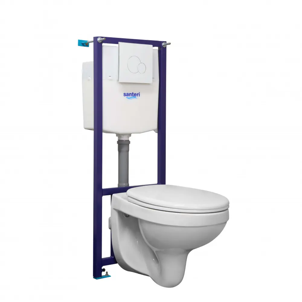 Комплект инсталляция и унитаз Santeri Polo клавиша цвет белый STLM-2019391