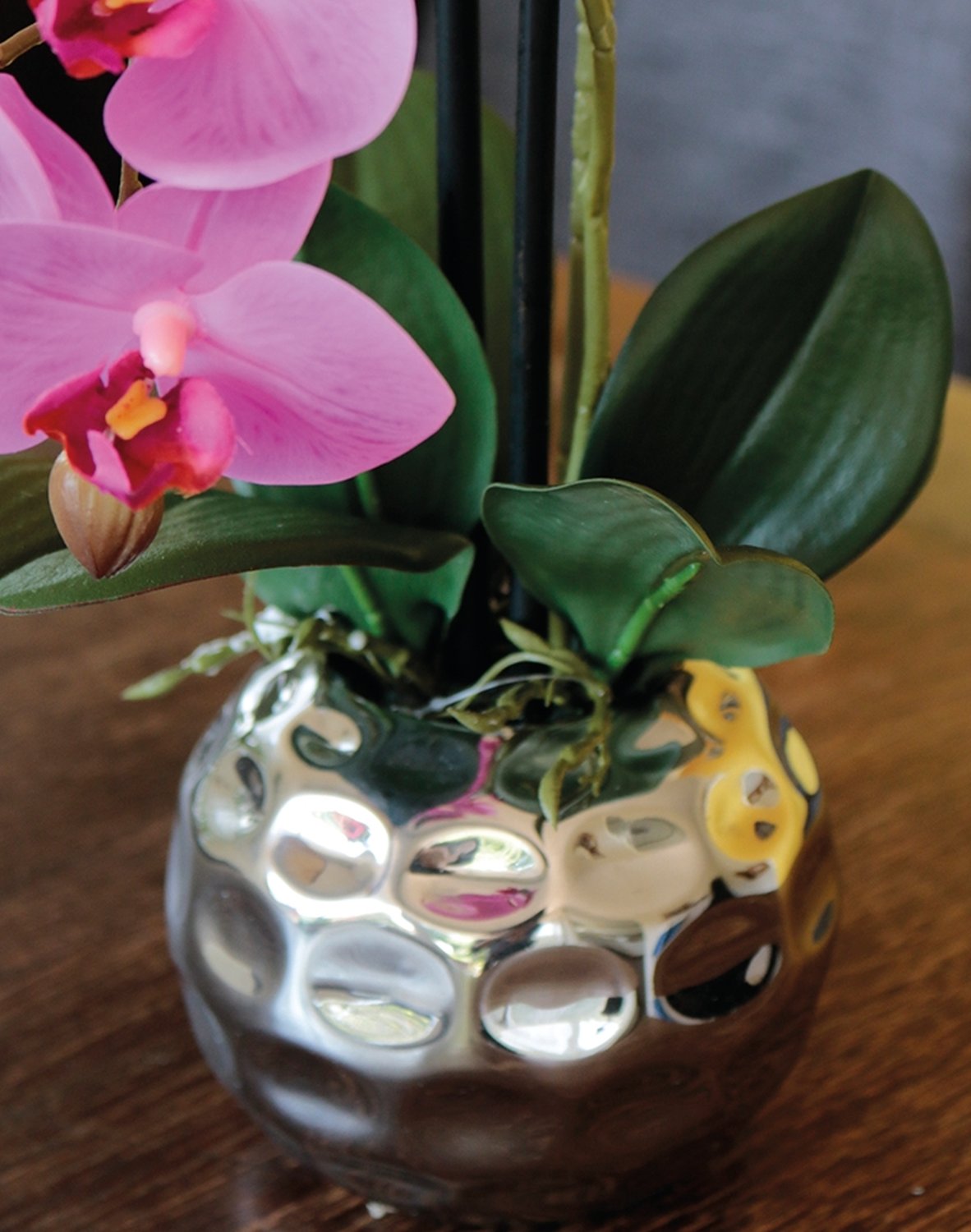 2772 420 a3 Пластиковая орхидея Phalaenopsis, 2-х кратная, горшечная, 45 см, real touch, вишня H-andreas  - Вид №2