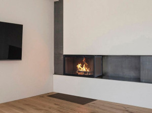 Стальной дровяной угловой камин