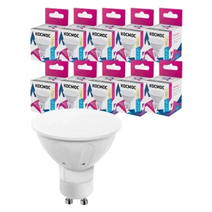 91032690 Набор ламп светодиодных Космос LED10.5wGU10C30_10 GU10 220-240 В 10.50 Вт спот матовая 840 Лм теплый белый свет 10 шт STLM-0912883