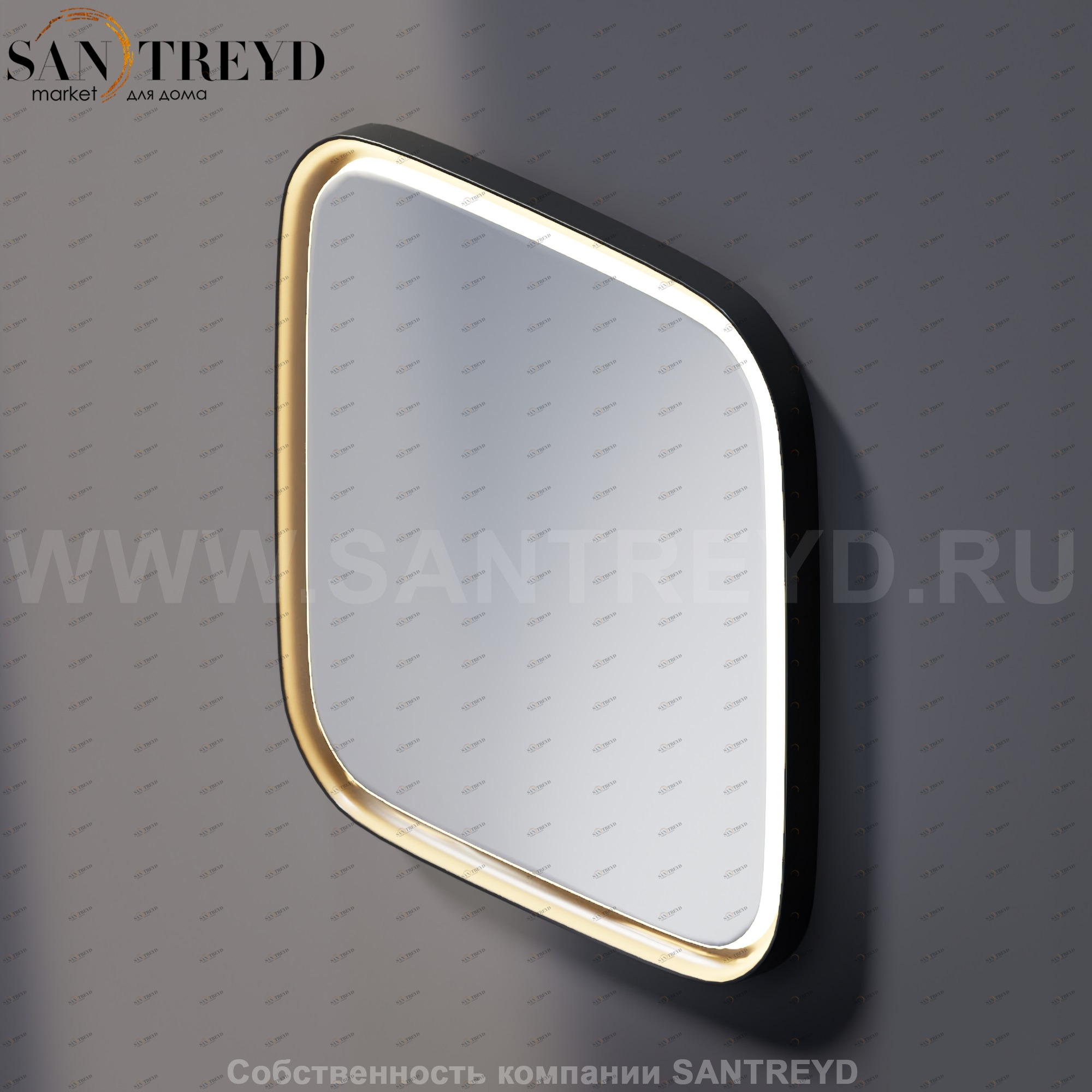 Agape MEMORY Зеркало квадратное с LED подсветкой в черной раме AMEM865EL