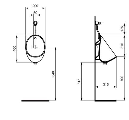Керамический подвесной писсуар Ideal Standard EUROVIT ARCH-00030218 - Вид №5