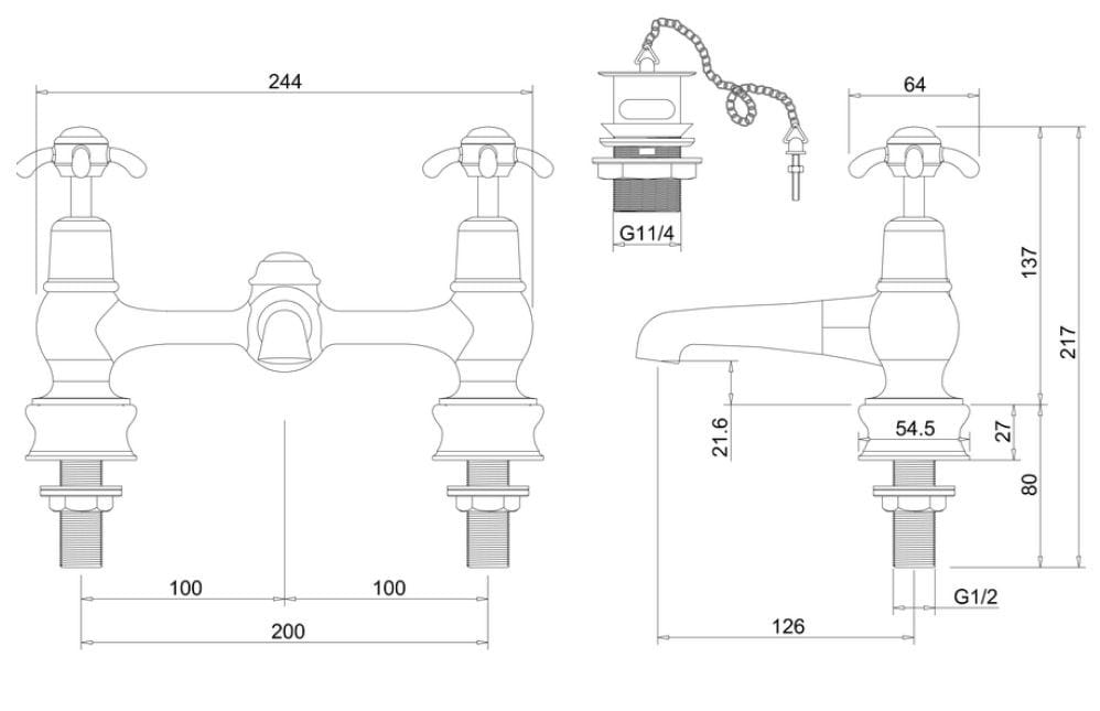 Напольный смеситель для раковины Burlington ANGLESEY REGENT ARCH-00142249 - Вид №3