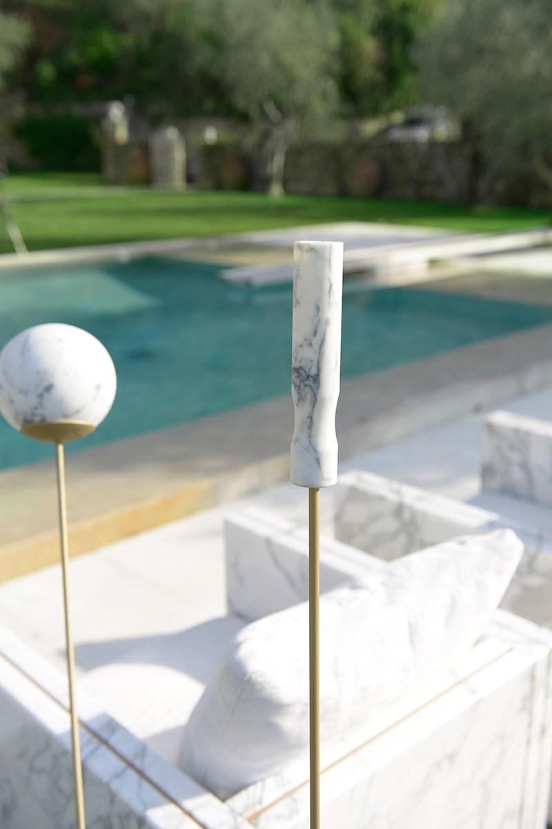 FranchiUmbertoMarmi Торшер из латуни и мрамора калакатта Eclissi Hd040zebbra - Вид №3