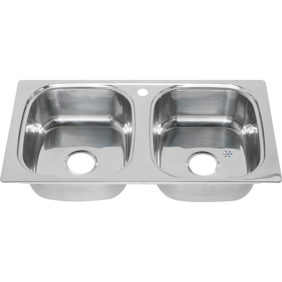 Мойка 8747S MELANA 0,8/180 2-я чаша врезная прямоугольная с сифоном (011 t *8) 011t (*8)