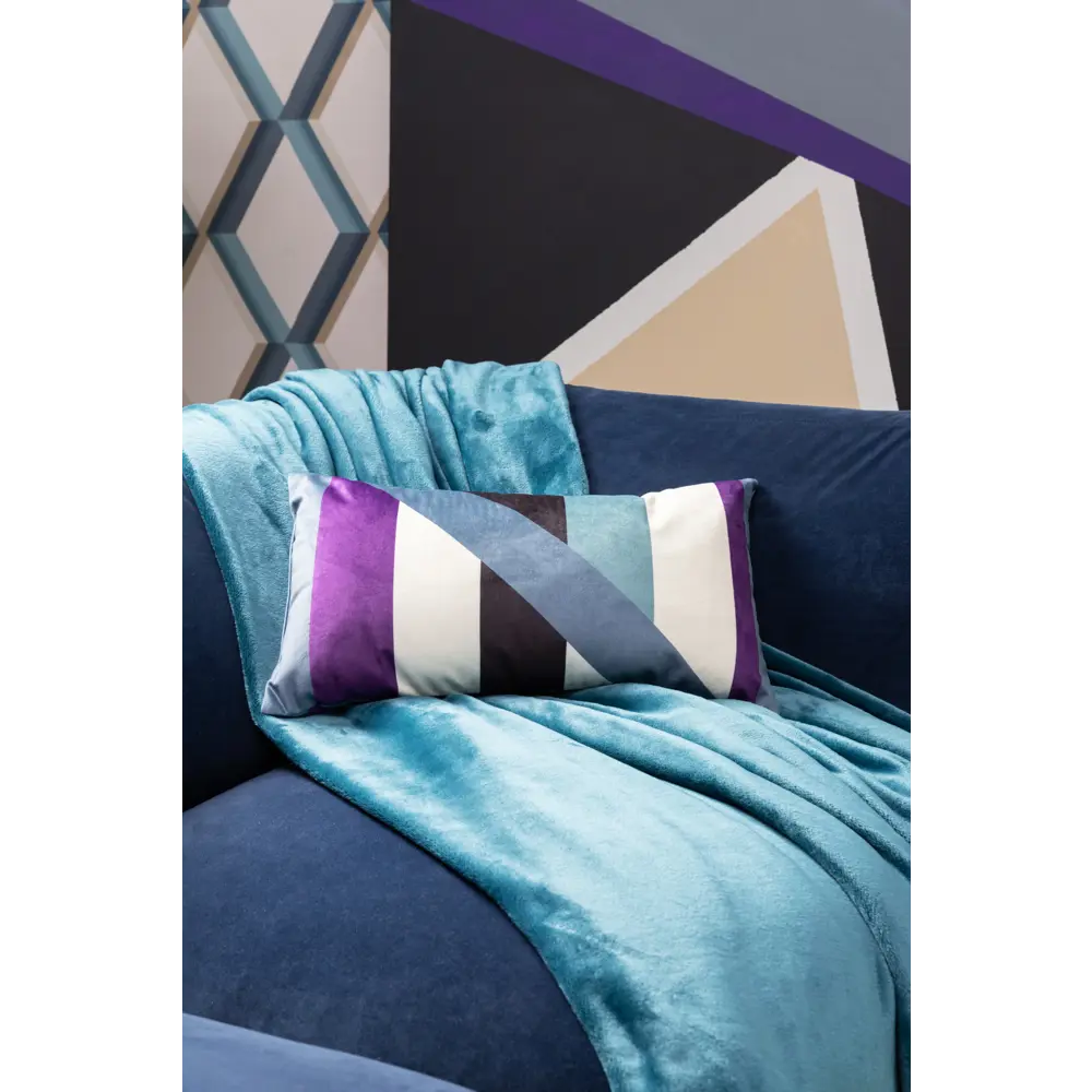 Подушка Геометрия 30х50 Бархат Синяя SEASONS STLM-2046503 - Вид №3
