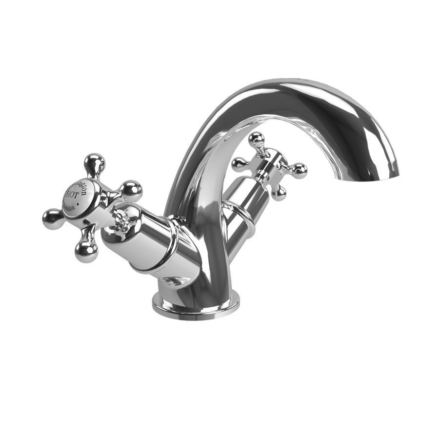Burlington Claremont Смеситель для раковины Claremont Mono Четверть оборота с белым акцентом в золоте CL45-QT GOLD  - Вид №1
