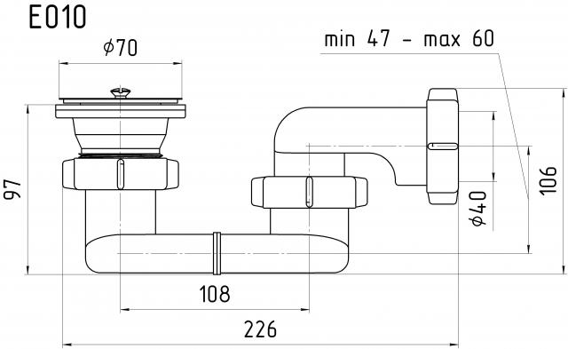 Сифон АНИ для душевого поддона плоский 1 1/2" E010 АНИ пласт 7236 - Вид №1