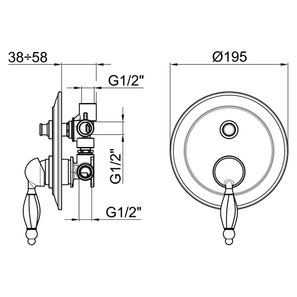 AL860101017 Смеситель для ванны и душа Webert Alexandra - Вид №1