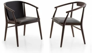 B&B Italia Стул из дерева и кожи с подлокотниками Jens Sj61/sj61b