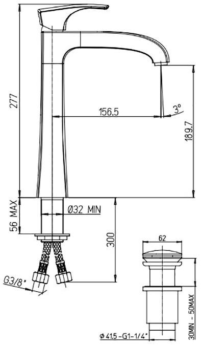 Paini Lady 89OP211LLLSSR смеситель для раковины с донным клапаном - Вид №3