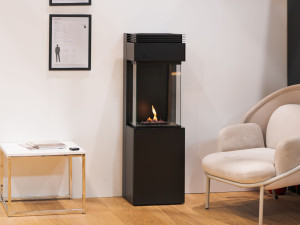 Отдельно стоящий камин из биоэтаноловой стали и стекла