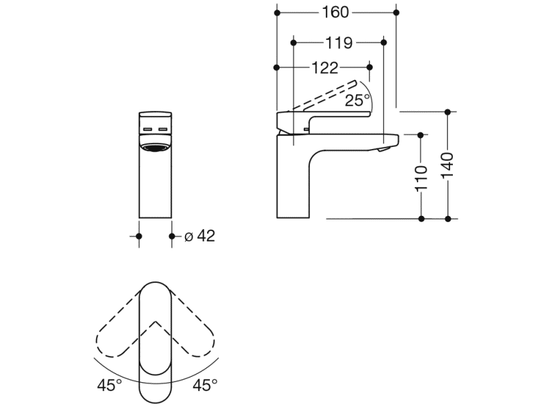 AQ1.12M10860 Однорычажный смеситель для раковины HEWI System-Armaturen  - Вид №2