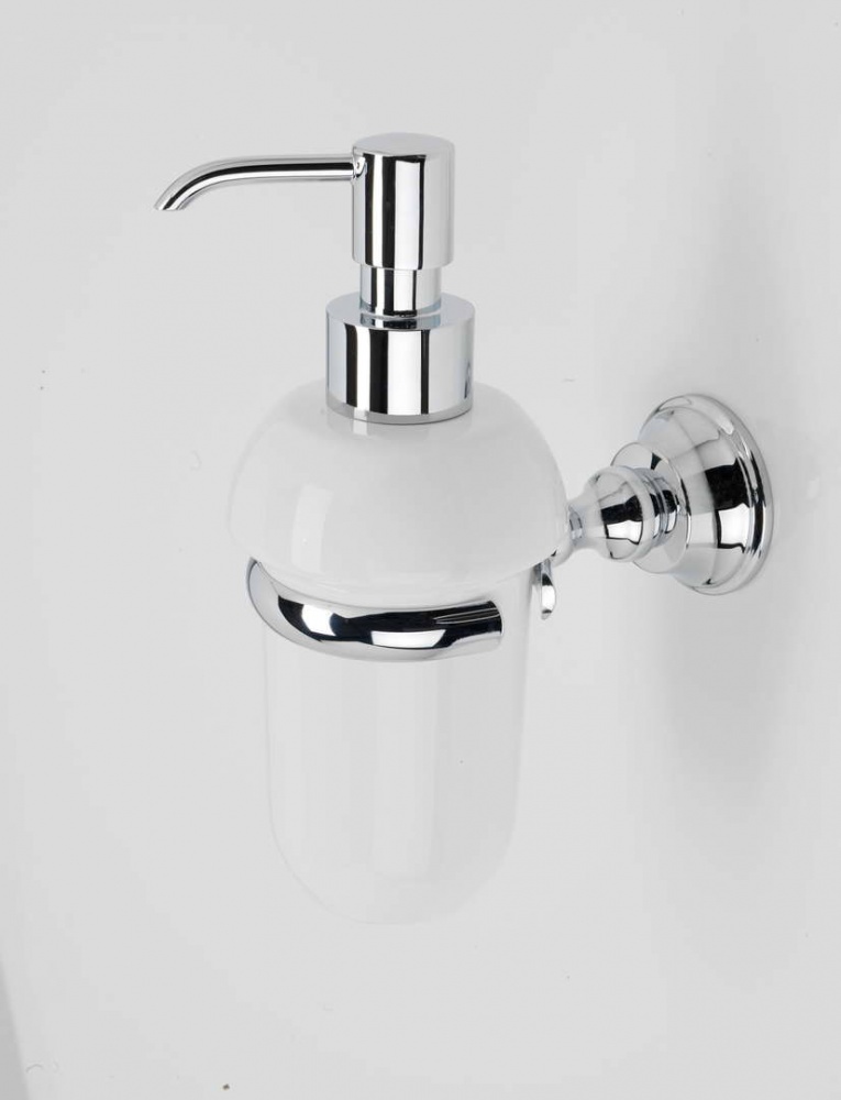 SM30(08-BI) Stil Haus Smart, настенный керамический дозатор, цвет хром - белая керамика 