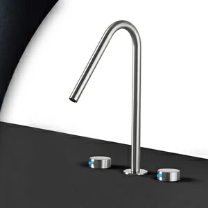 Смеситель для раковины сталь матовая с синей ручкой Toki Radomonte TKI24SCIL36