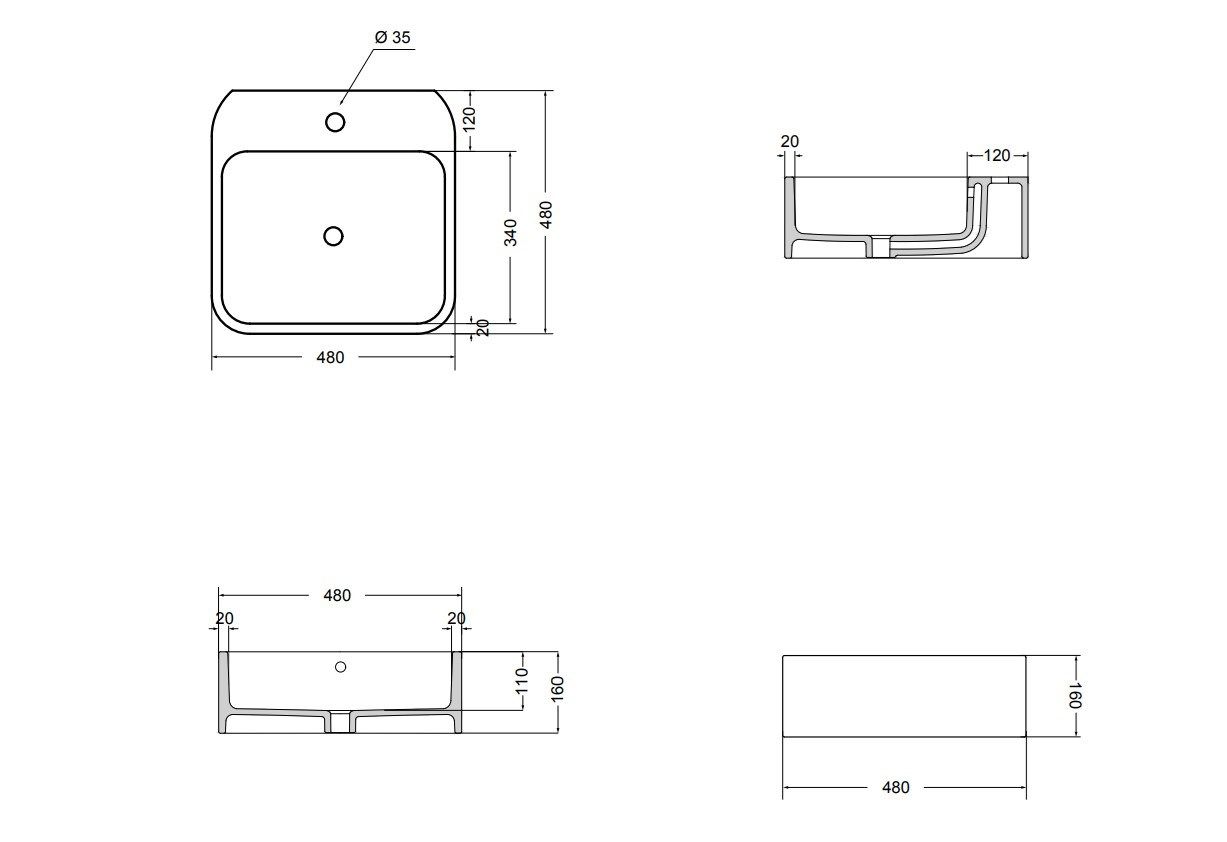 Керамическая квадратная раковина Axa вещь ARCH-00101931 - Вид №4