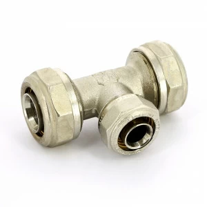 Тройник обжим никелированный TIEMME 32х26х32