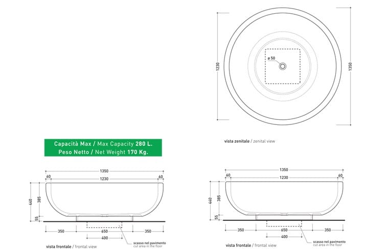 Каменная ванна в центре комнатыluce® Ceramica Flaminia Fonte Fontana Fonte Tonda ARCH-00034150 - Вид №3