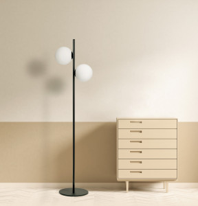 Торшер из опалового стекла и металла с диммером