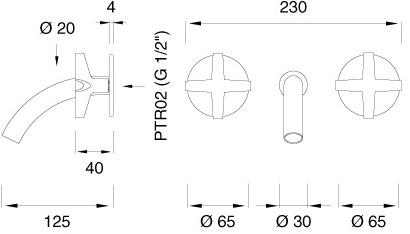Ceadesign Группа из 2 смесителей открытого / закрытого типа Cross Crx 15 - Вид №1