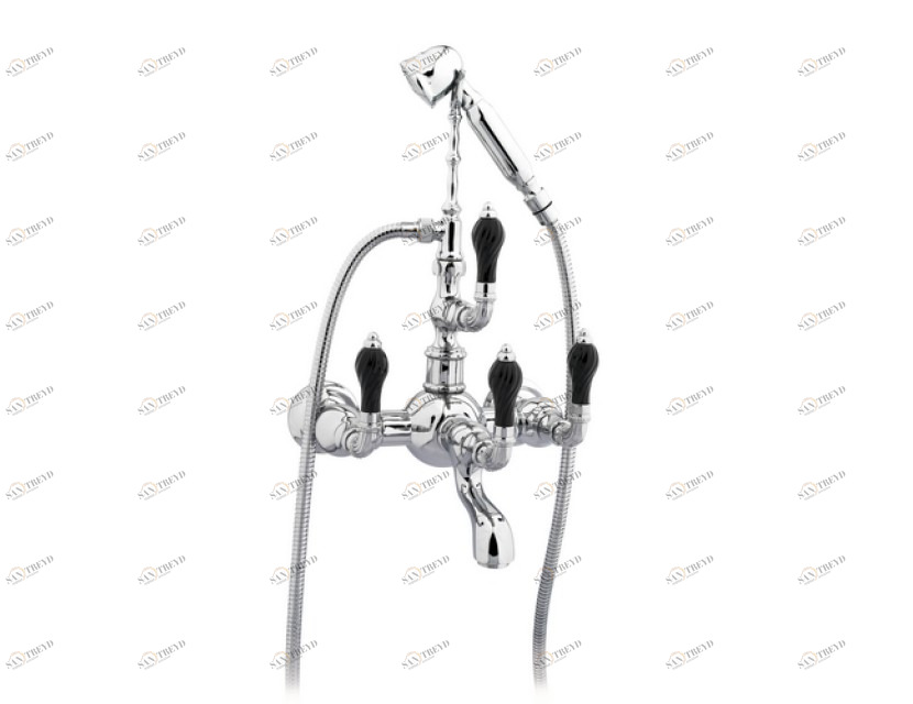 035516.NSL.50 Душевой набор для ванны витой черный фарфор Яркий хром Mestre Artica