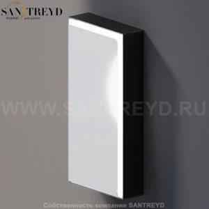 Agape 4x4 Зеркало с подсветкой: длина 80 см, ширина 40 см, в аллюминевом коробе с полками черное матовое A4X4287D