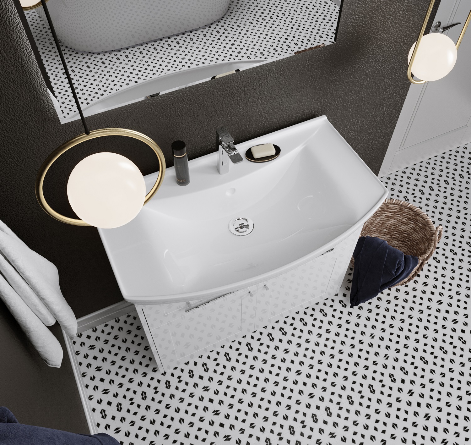 У94494 Тумба Lina Classic New 85Н 1в.я 2д Белый глянец 1 Marka Lina Classic  - Вид №1