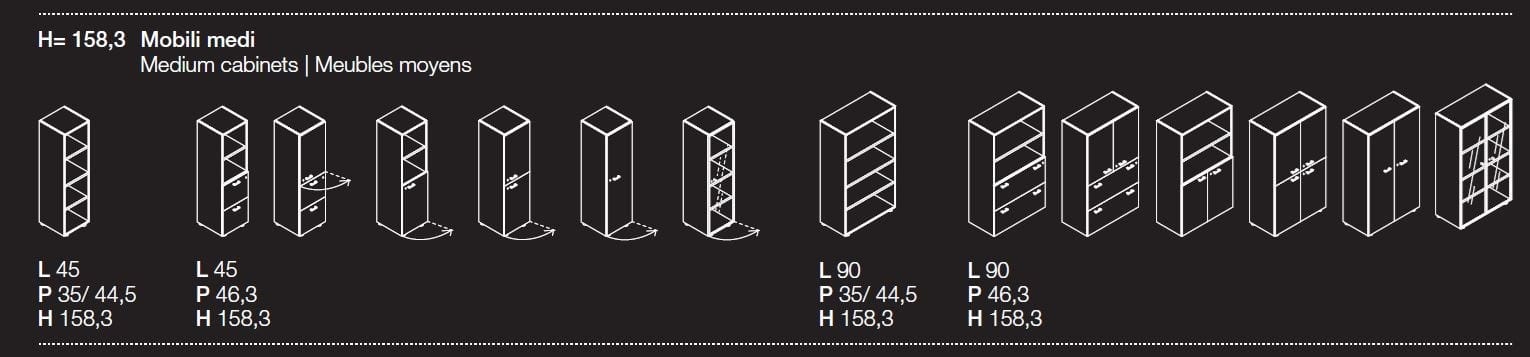 Высокий офисный шкаф из дерева и стекла с распашными дверями Las Mobili универсальные контейнеры Evo ARCH-00075869 - Вид №6