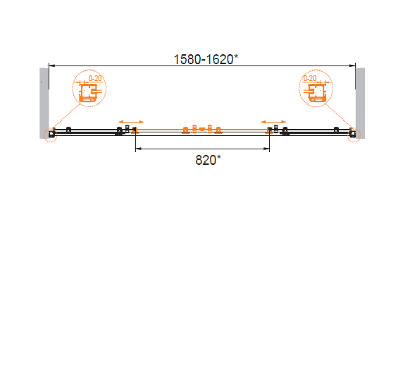 Душевая дверь в нишу CEZARES ANIMA-W-BF-2-160-P-Cr - Вид №4