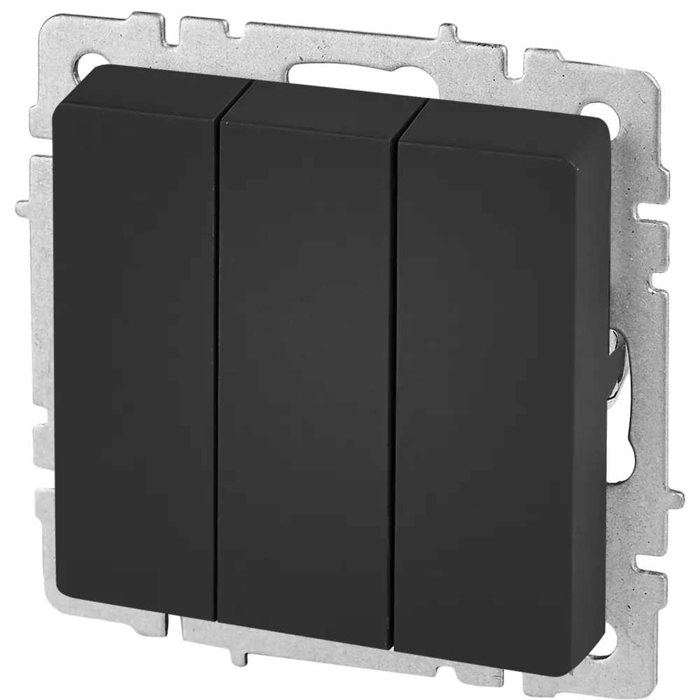 Выключатель IEK Brite 3-клавишный встраиваемый графитовый 87761723 STLM-1113543
