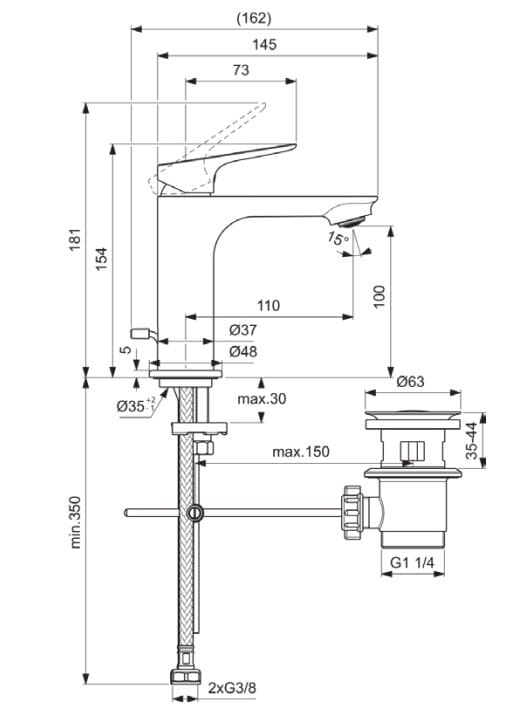 Смеситель для раковины с автоматическим сливом Ideal Standard Ceralife C ARCH-00069179 - Вид №2