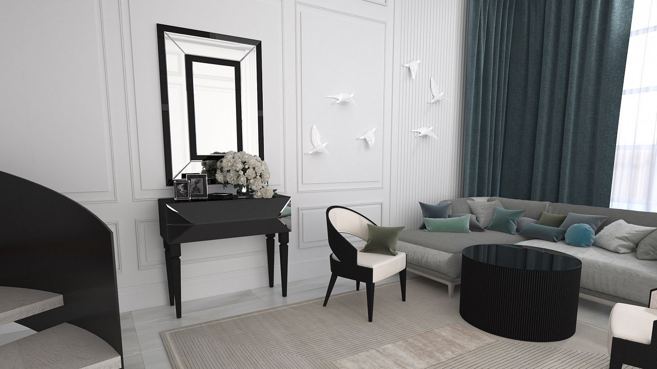 Консоль черная с ящиками и зеркальной отделкой "Роялти" GRAUM  304049 Черный  - Вид №9