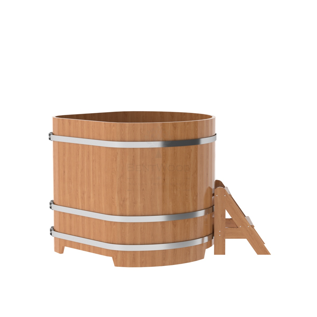 1355 Купель угловая из дуба 1,19х1,19х1,1 натуральная Alyarus  - Вид №2