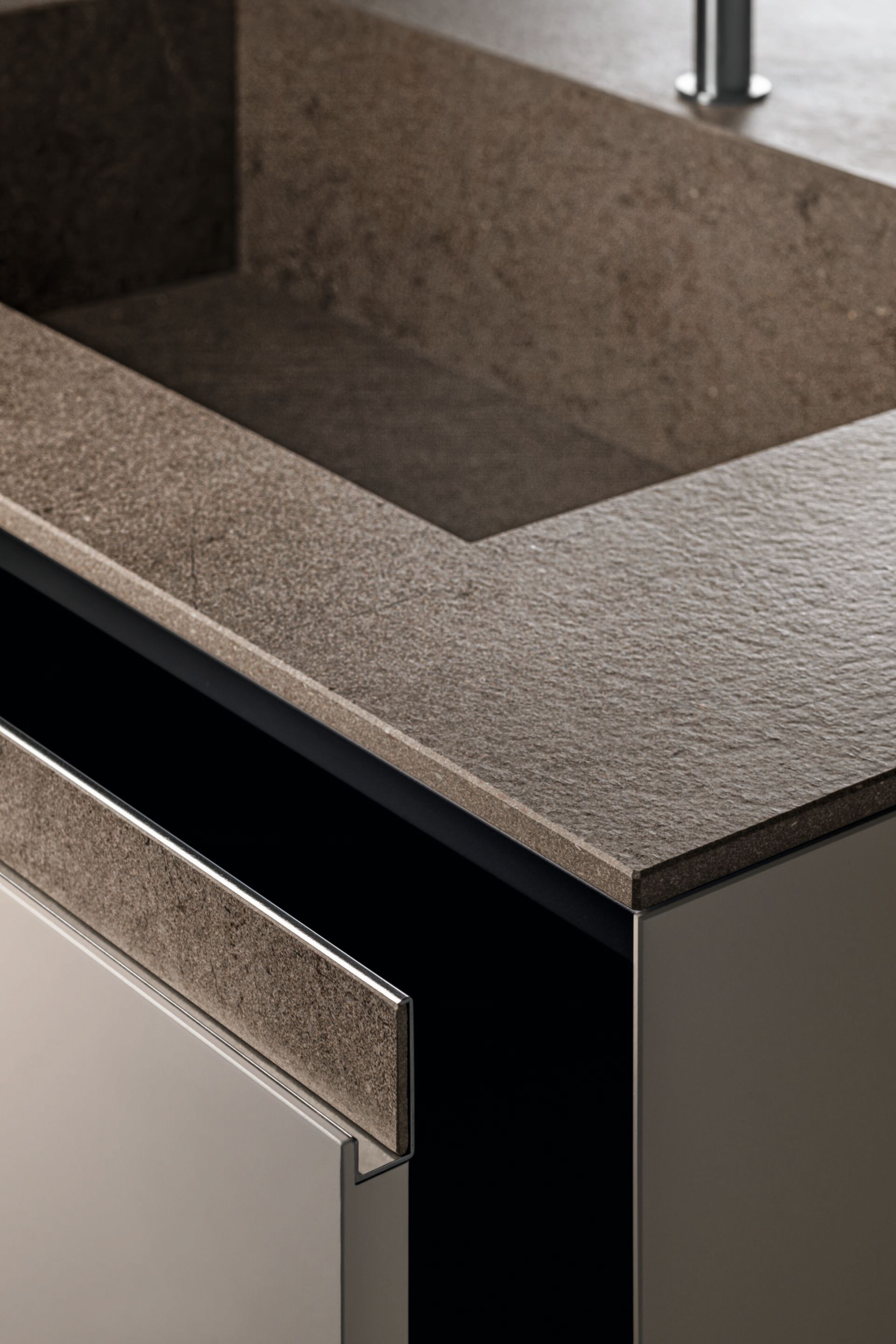 Деревянная и стеклянная кухня без ручек с островом Lago N. O. W ARCH-00139930 - Вид №7