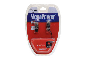 15971933 Автолампа с тестером T10W W2,1x9,5d 1 SMD CREE WHITE блистер 2 шт M-10120W-2блт Megapower