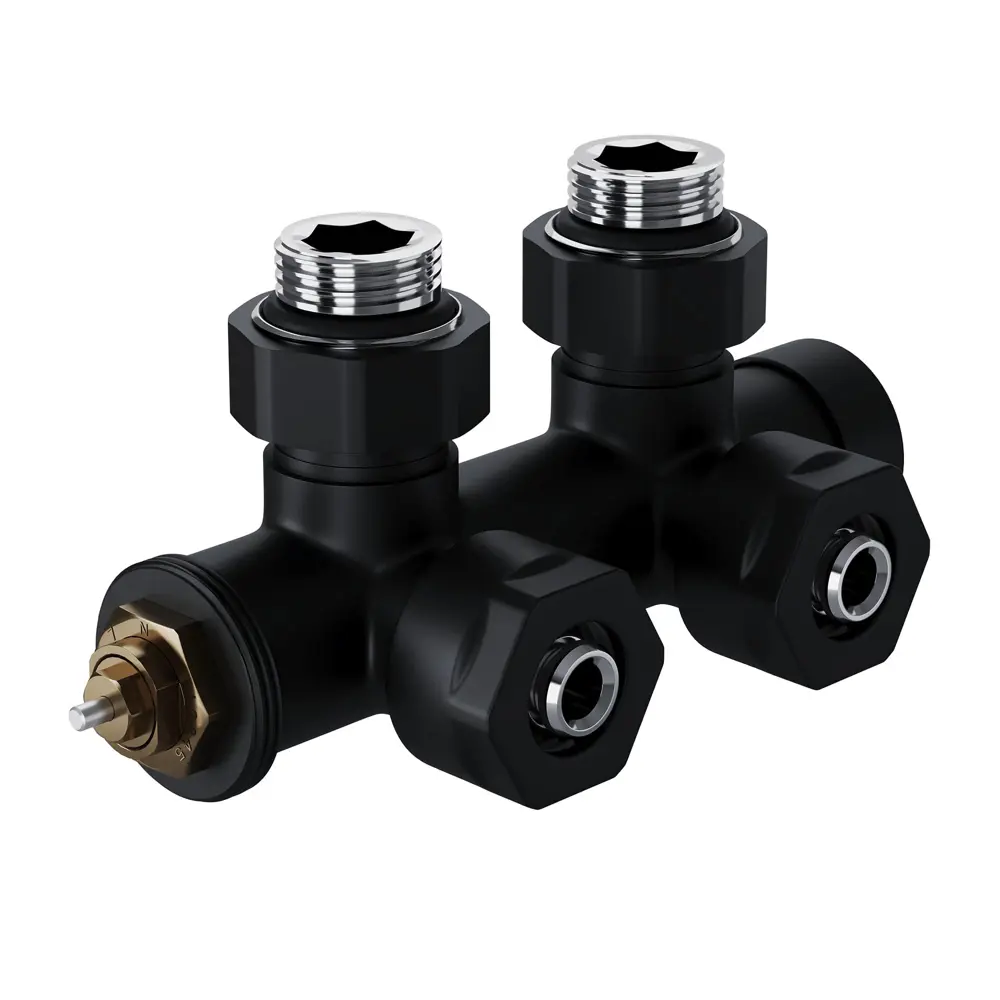 Узел нижнего подключения термостатический угловой Royal Thermo Design Pro 1/2" латунь цвет черный 89423327 STLM-2177473  - Вид №2