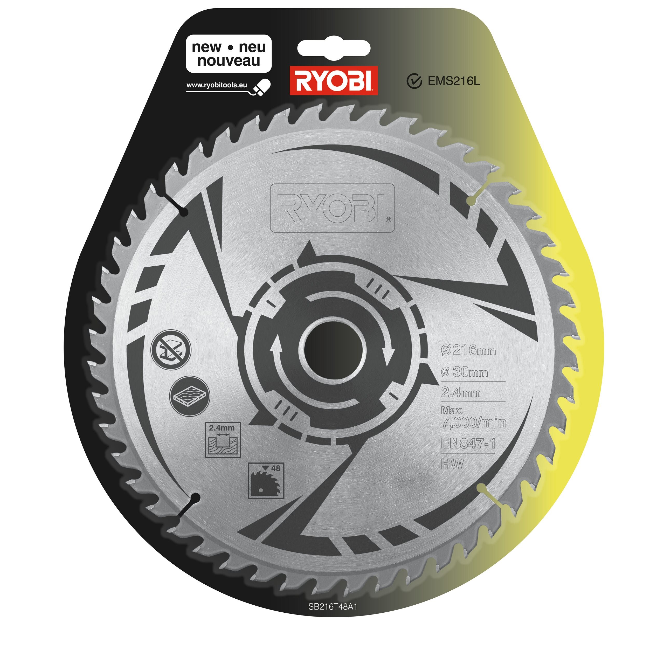 Диск пильный Ryobi SB216T48A1 8146286 STDN-0108280 - Вид №1