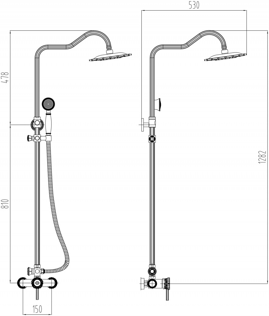 Душевая стойка ZorG Antic A 118 DS-BR, бронза - Вид №1