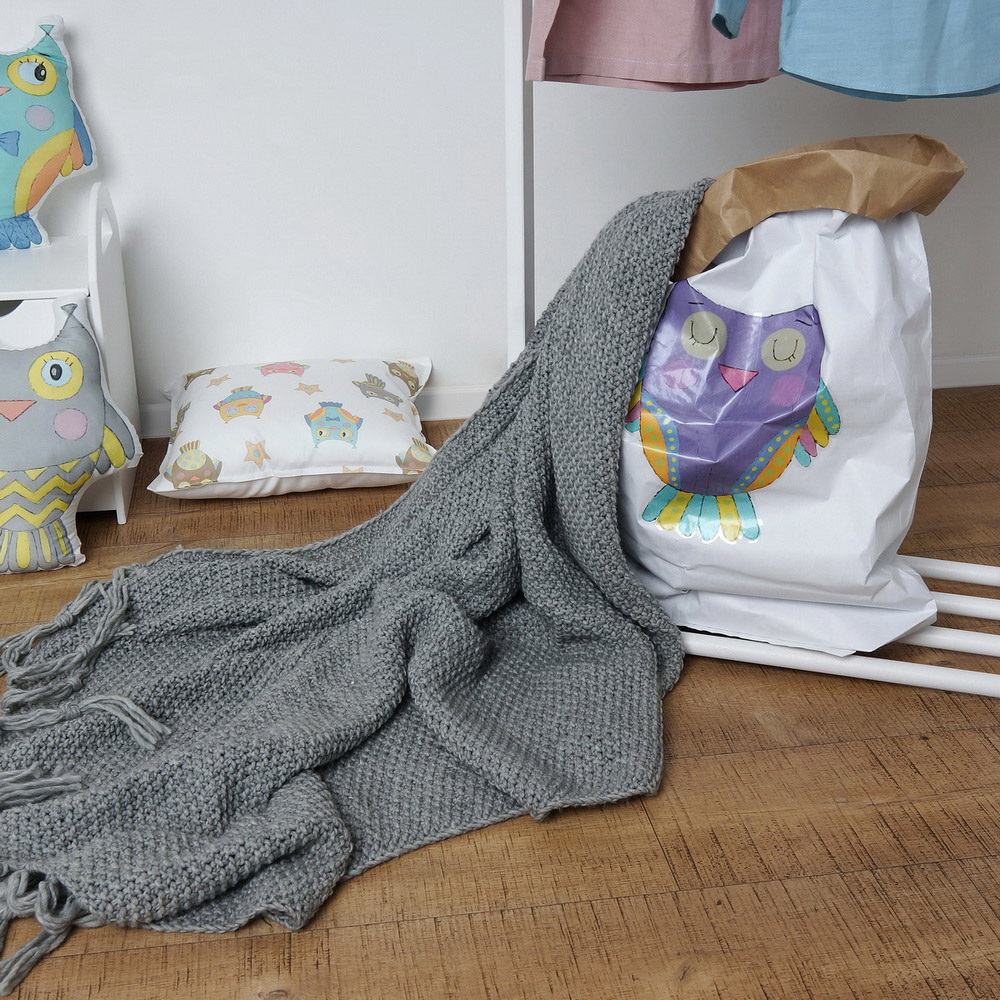 Эко-мешок для игрушек "Фиолетовая сова" из крафт бумаги VAMVIGVAM  281998 Белый;бежевый Santreyd  - Вид №1