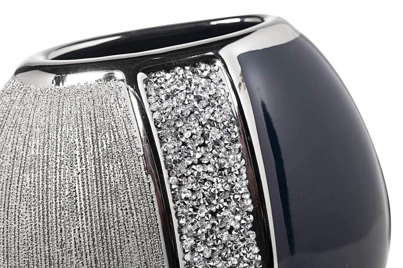 Ваза керамическая синяя с серебром 19,2 см GARDA DECOR - 00-3886413 Серебро;синий  - Вид №1