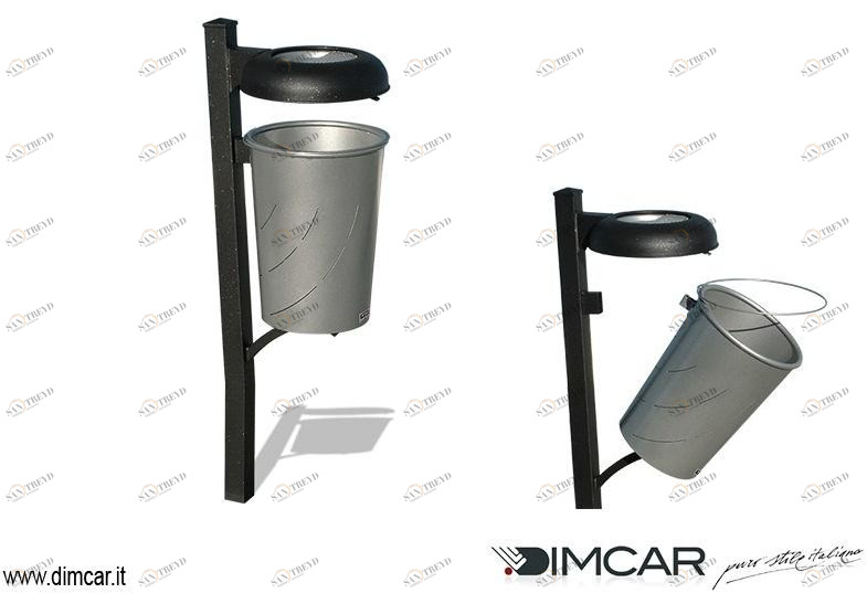 DIMCAR Урна для мусора уличная металлическая с крышкой и пепельницей Elite 372