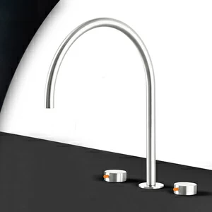 Смеситель для раковины сталь глянцевая с оранжевой ручкой Toki Radomonte TKI26LCIL34