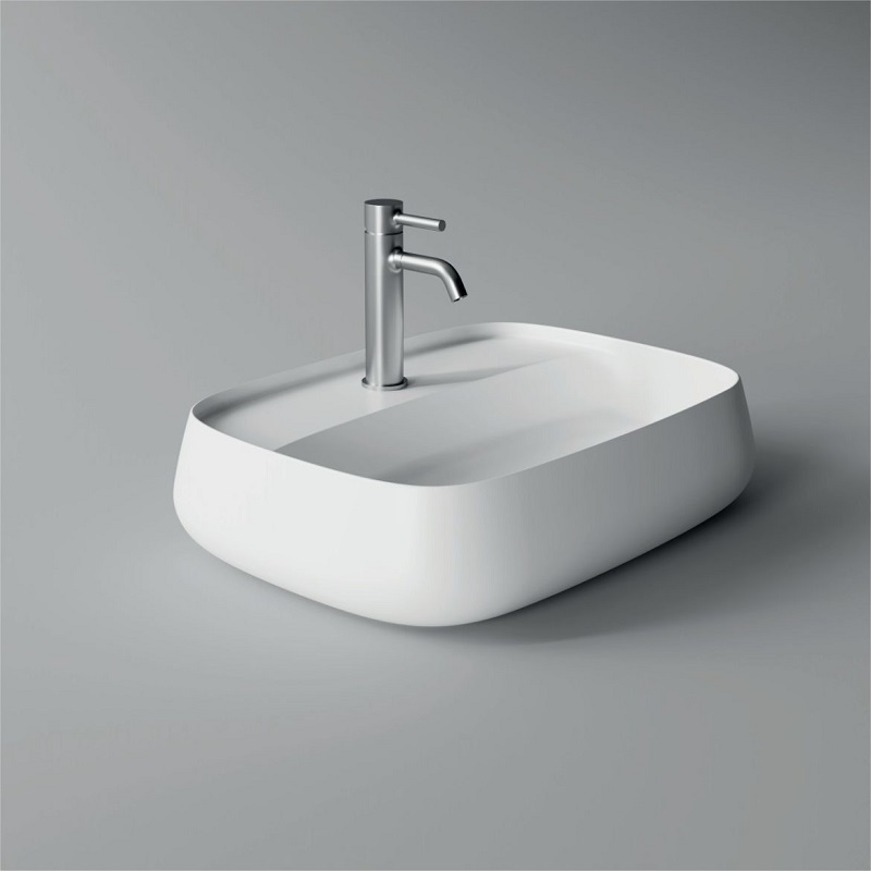 33210101.09 Накладная раковина 600х450х140 мм Alice Ceramica Nur без перелива с 1 отверстием под смеситель Белый матовый