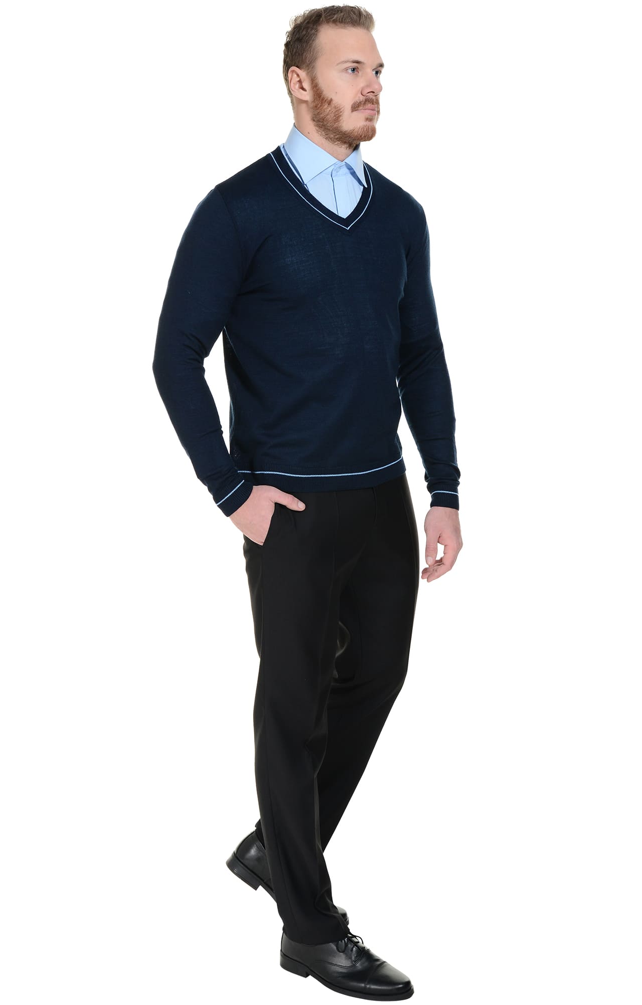 62571 Джемпер мужской темно-синий/голубой  Одежда для охранных структур  размер 44-46 Спецодежда  - Вид №6