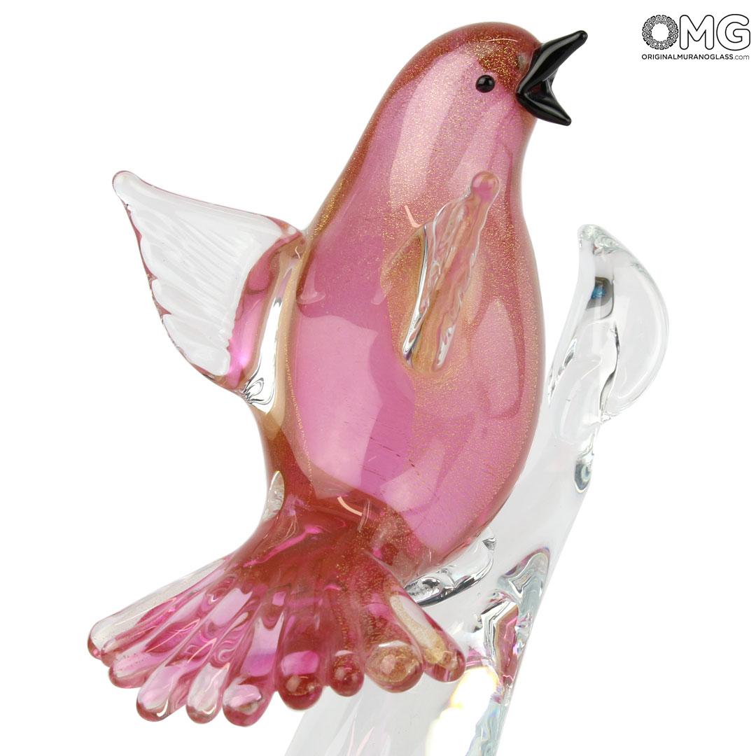 1712 ORIGINALMURANOGLASS 2 воробья на ветке - Декоративная композиция из муранского стекла  см  - Вид №1