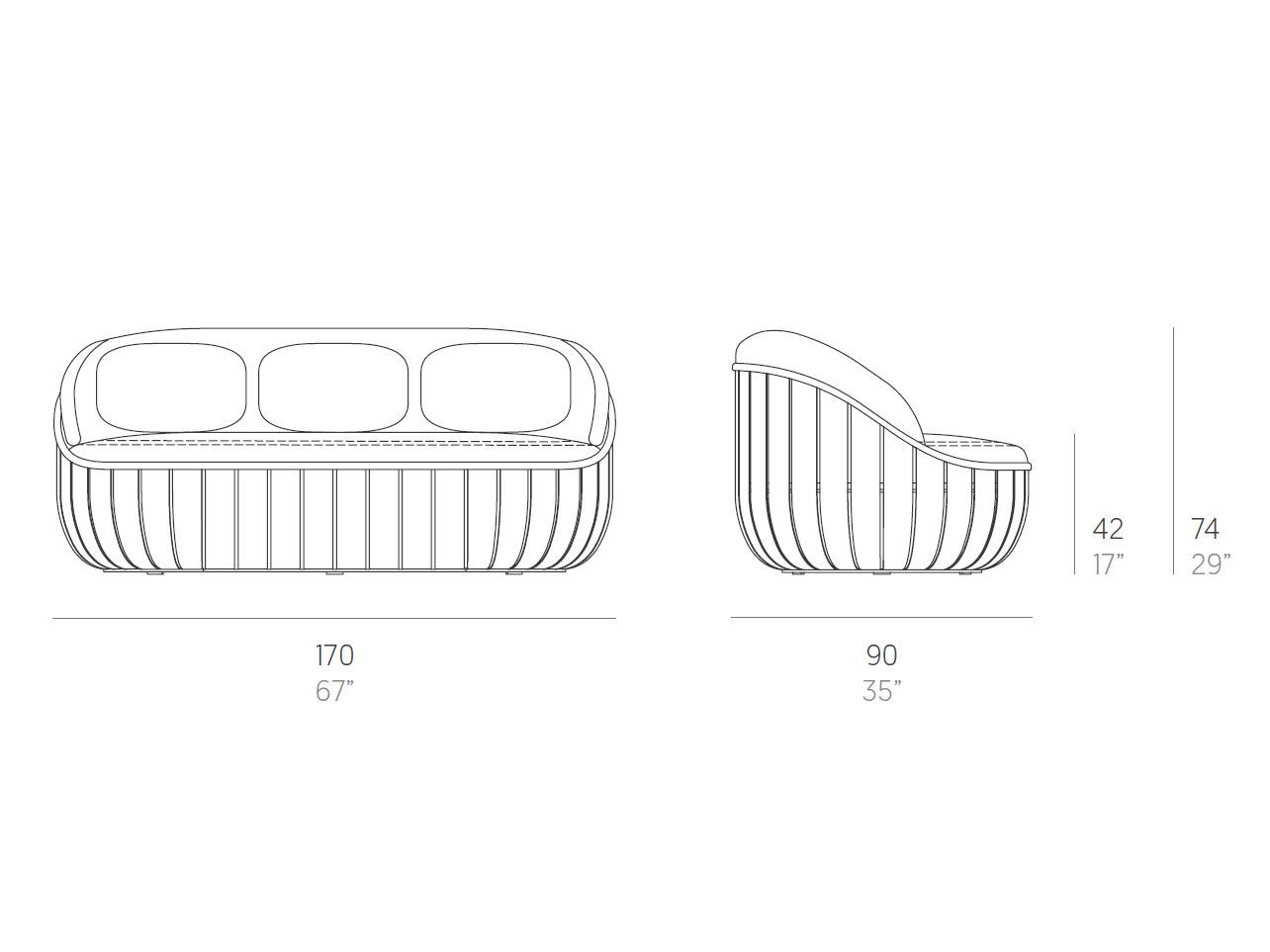 2-местный алюминиевый садовый диван GANDIABLASCO Арена ARCH-00119805 - Вид №8