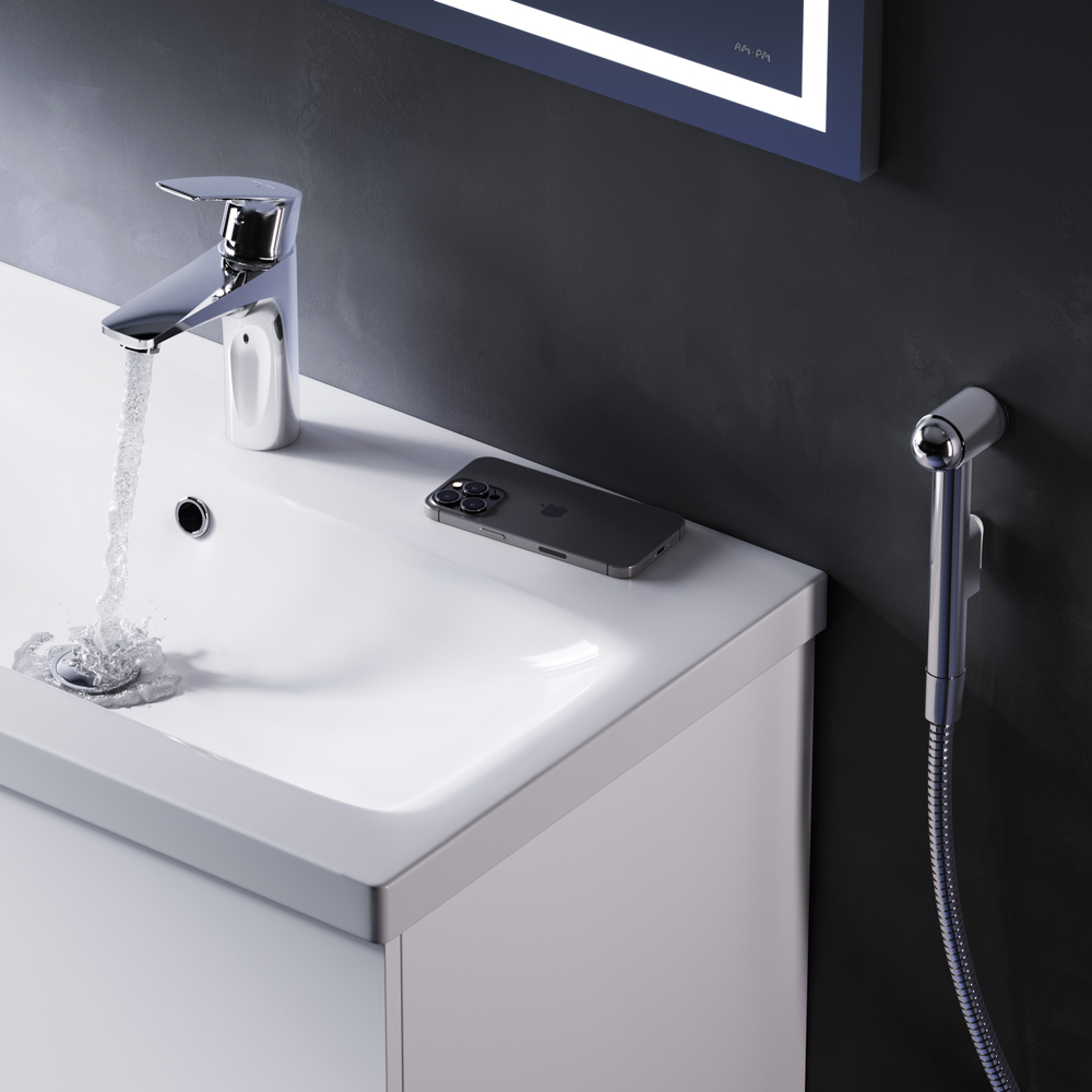 F90A03000 смеситель для умывальника с гиг.душем излив 99 мм хром шт AM.PM Gem - Вид №1
